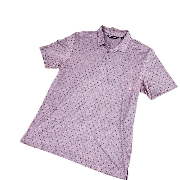 Travis Mathew Lavender collared Polo golf Shirt geometric print size xl - Picture 1 of 5